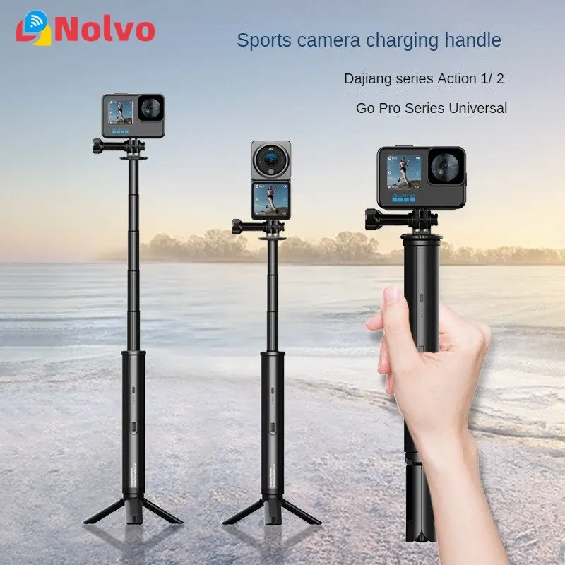 Insta360 용 휴대용 확장 가능한 유연한 미니 핸드폰 삼각대, 셀카 스틱, 충전식 스포츠 카메라 짐벌 안정기