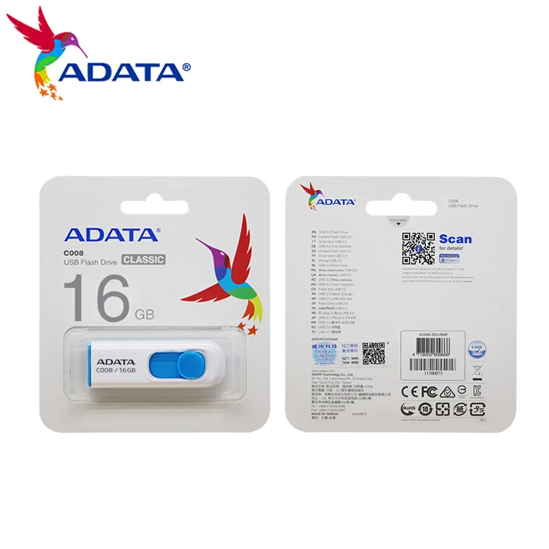 Original ADATA USB 2.0 C008 16GB 32GB 64GB USB Flash Drive High Speed usb flash drive Memory Stick Pendrive  For Computer — view 6