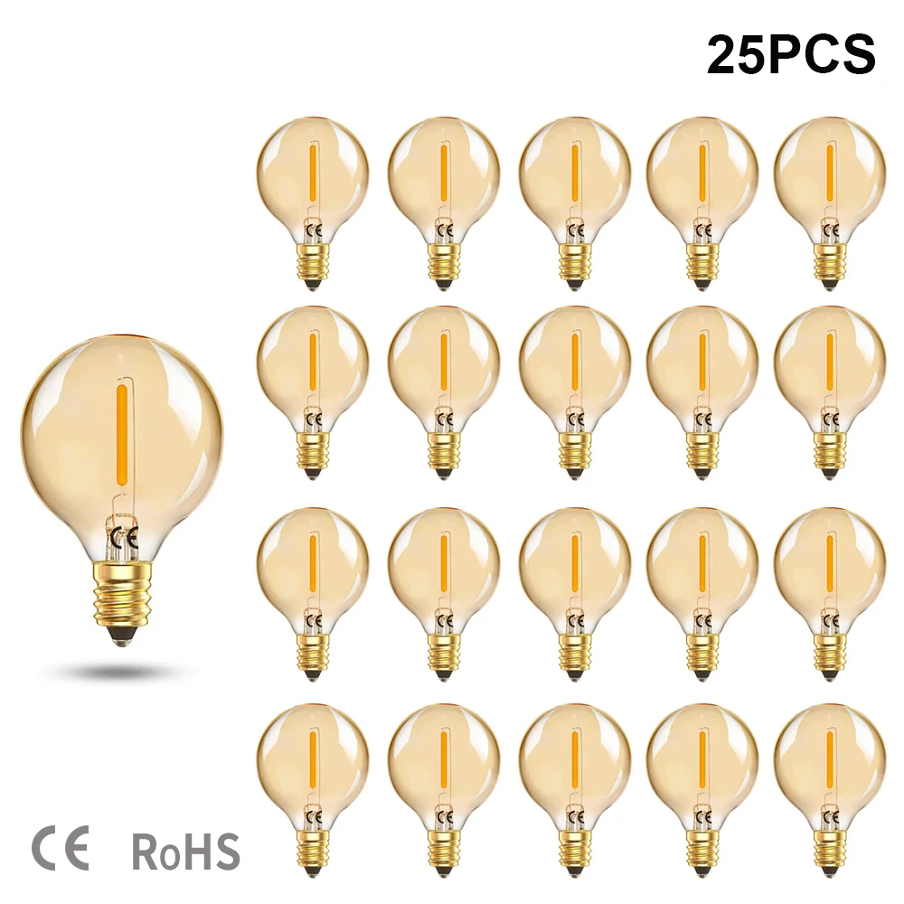 G401WLEDStringLightReplacementBulbAmberglassE12220VWarm