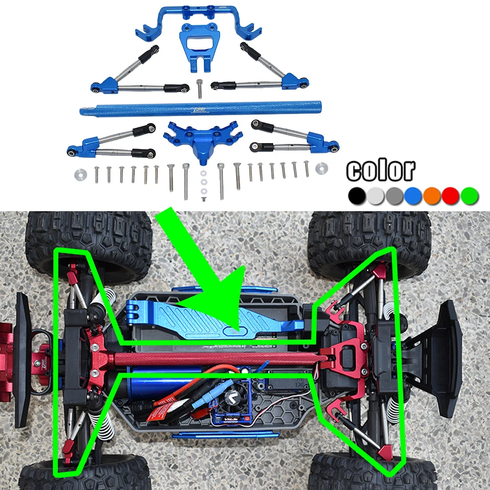 

Металлическая передняя и задняя антирулонная тяга GPM со стабилизатором + Центральная поддерживающая тяга для радиоуправляемого автомобиля Trax 1/10 Hoss 4X4 VXL 3S 90076-4