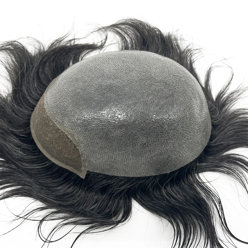 Ready Stock BIO Base Pu Skin With Swiss Lace Front Human Hair Men Toupee For Quick Delivery
