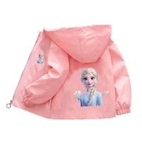 Frozen Spring Girl Elsa Princess Jacket Kids Toddler With Hooded Collar Long Sleeve Casual Clothing Children Mickey Minnie Coat 2