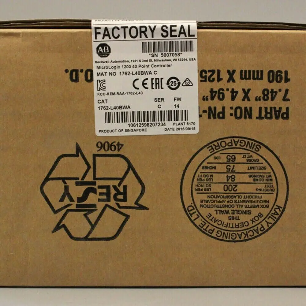 

New Factory Sealed AB 1762-L40BWA SER C MicroLogix 1200 40 Point Controller