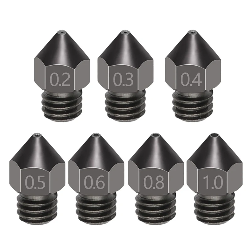 

MK8 Hardened Steel Nozzles High Temperature Resistance 0.2/0.3/0.4/0.5/0.6mm