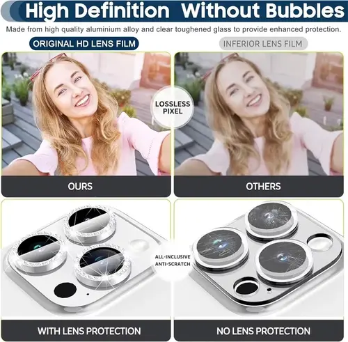 Glitter Diamond Rhinestone Camera Lens Protector for iPhone 17 Pro Max 16 16Pro 15 14  Plus 13 12 Mini 11 Air 17Pro 13Pro 12Pro - Image 4