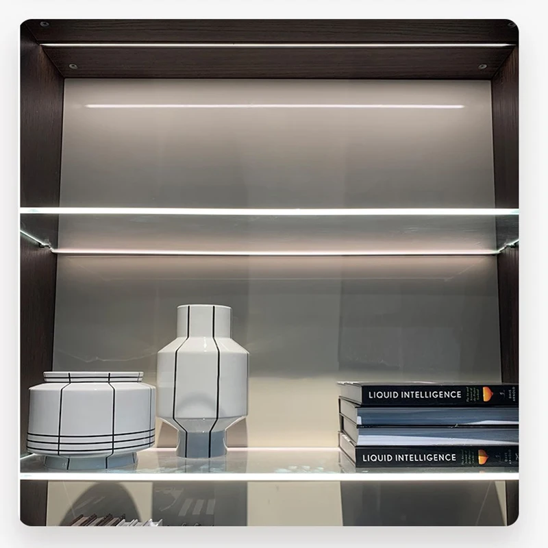 LED Cabinet Layer Bar Lamp Clip 8-12mm Thick Glass Panel Wine Cooler Garage Kits Showcase Shelf Backlight Aluminum Profile DC12V