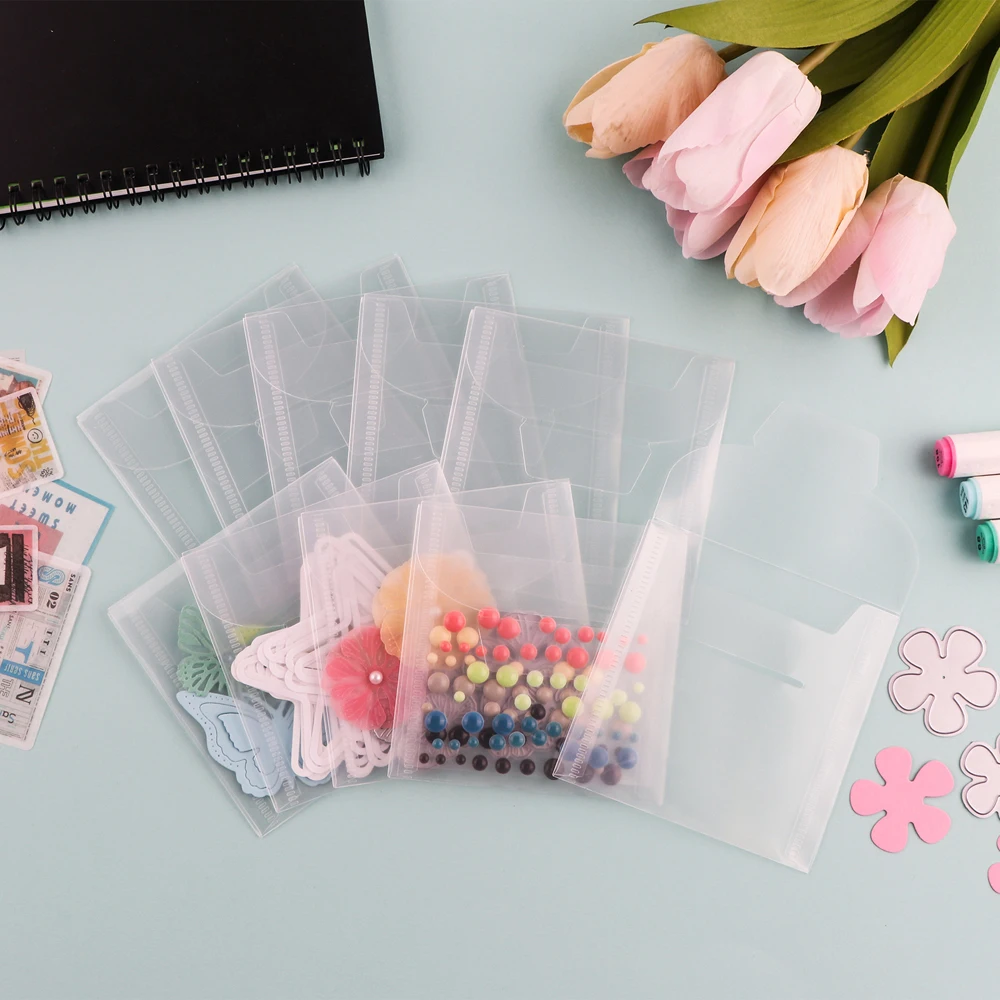 Stamp&Die Storage Bag Resealable Plastic Envelopes Pockets For Cut Dies Stencil Folder Crafts Organizer Holder 10pcs/set storage bag