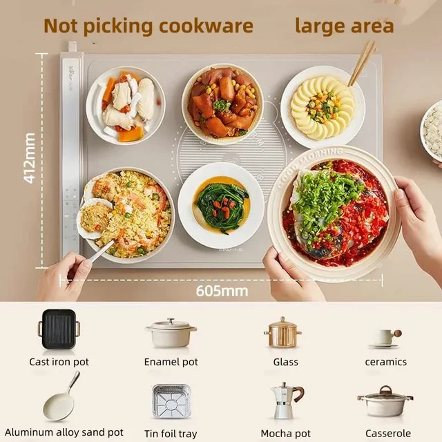 220V Silicone Material Electric Beverage Warmer Foldable Heating Plate Automatic Temperature Control and Non-Slip Base Timing 4