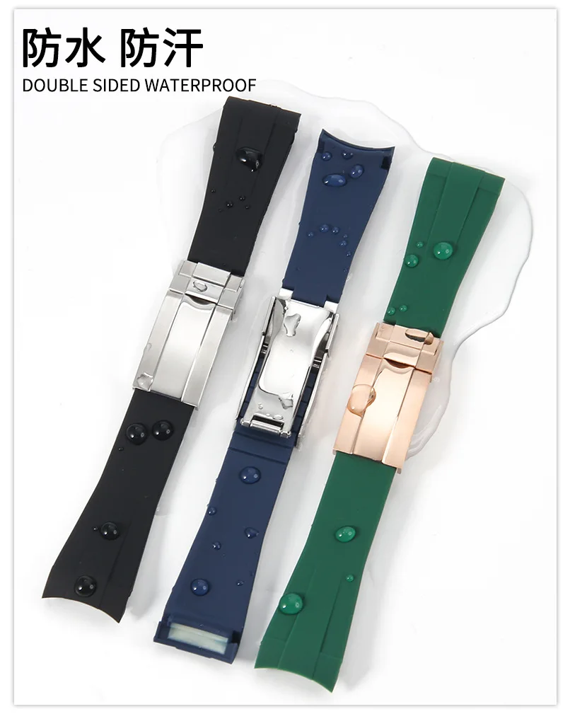 20 mm Silikon-Uhrenarmband für Seiko für Rolex für Submariner für Daytona für Oysterflex, wasserdichtes Gummiarmband-Zubehör – Detail 5