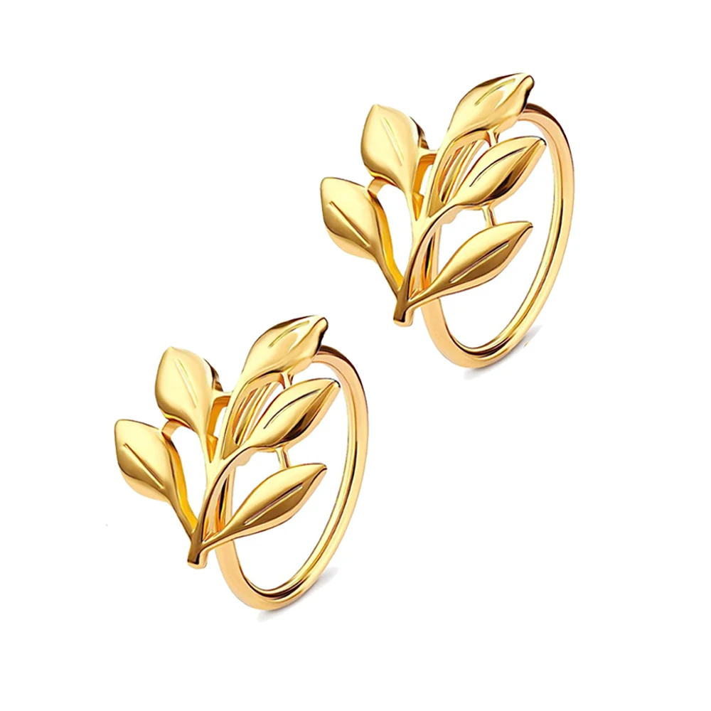 Napkin Ring 6Pcs Gold Leaf Napkin Rings Fall Napkin Holder for Christmas Thanksgiving Wedding Dinning Table Decoration HWL02