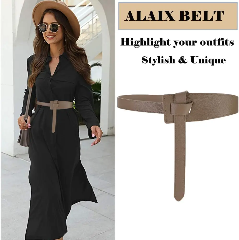 

Simple Designer Belts For Women Knot Soft Genuine Leather Long Waistband Female Waist Wide Coat Corset Belt Cummerbunds