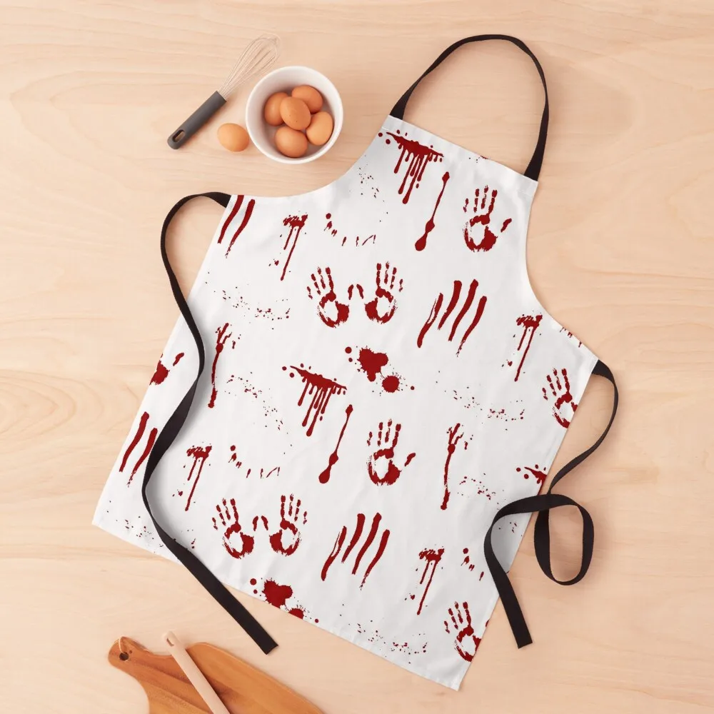 

Bloody Handprints and Blood Splatters Pattern Apron Bib For Kitchen esthetician Kitchen Apron