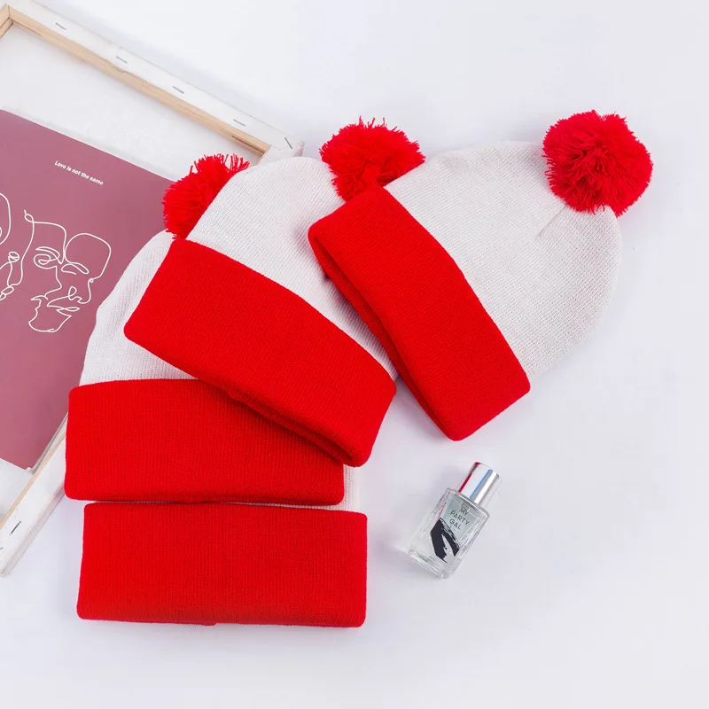 Männer Frauen Weihnachten Dekoration Farbe Blockieren Wolle Kappe Beanie Hut Halloween Gestreiften Rot Wolle Ball Kappe Gestrickte Kappe Heißer – Detail 22