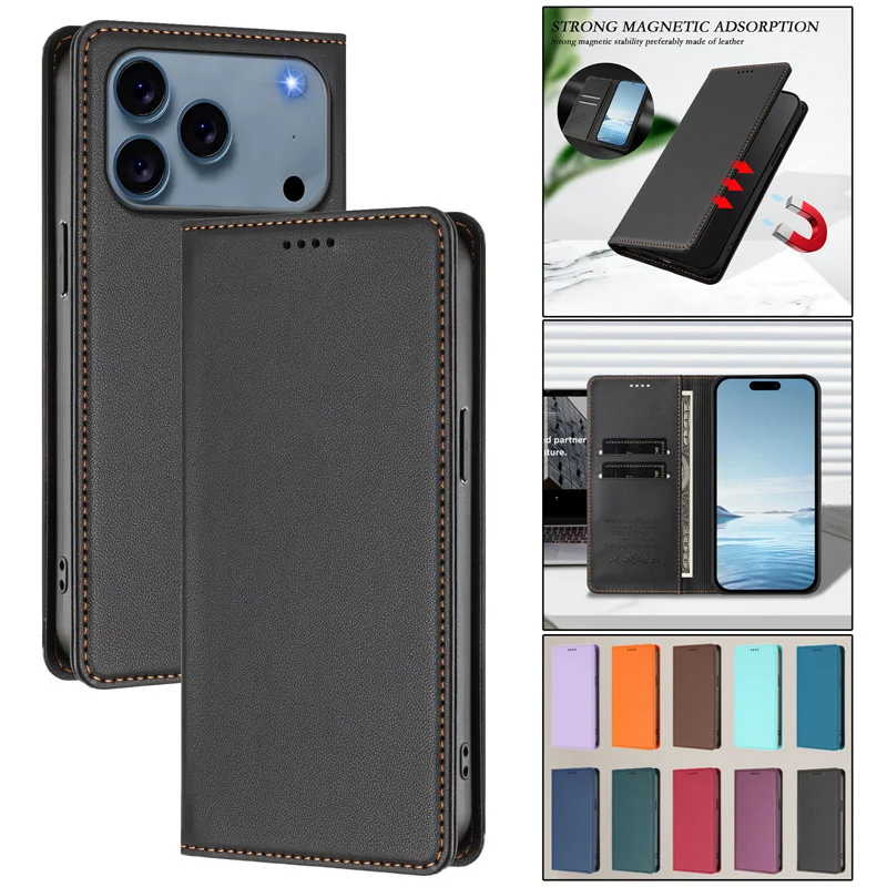 Luxury Magnetic Flip PU Leather Wallet Phone Case with Anti-Theft and Anti-Fall Protection