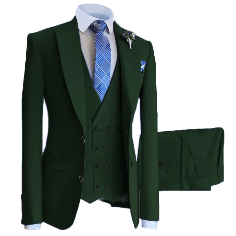 3 Pcs Set Blazers Jacket Vest Pants / Fashion New Men's Casual Business Solid Color Slim Fit Suit Coat Trousers Waistcoat