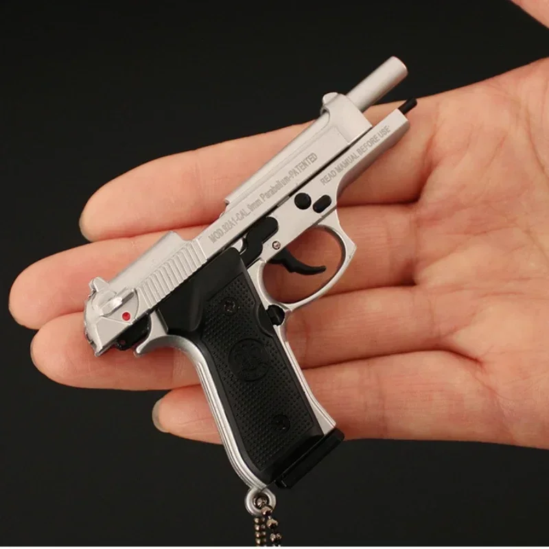 1:3 Mini 92F Pistol Model Alloy Detachable Assemblable Toy Keychain Pendant Metal Toy Gun Bag Decoration Boys Gift 3