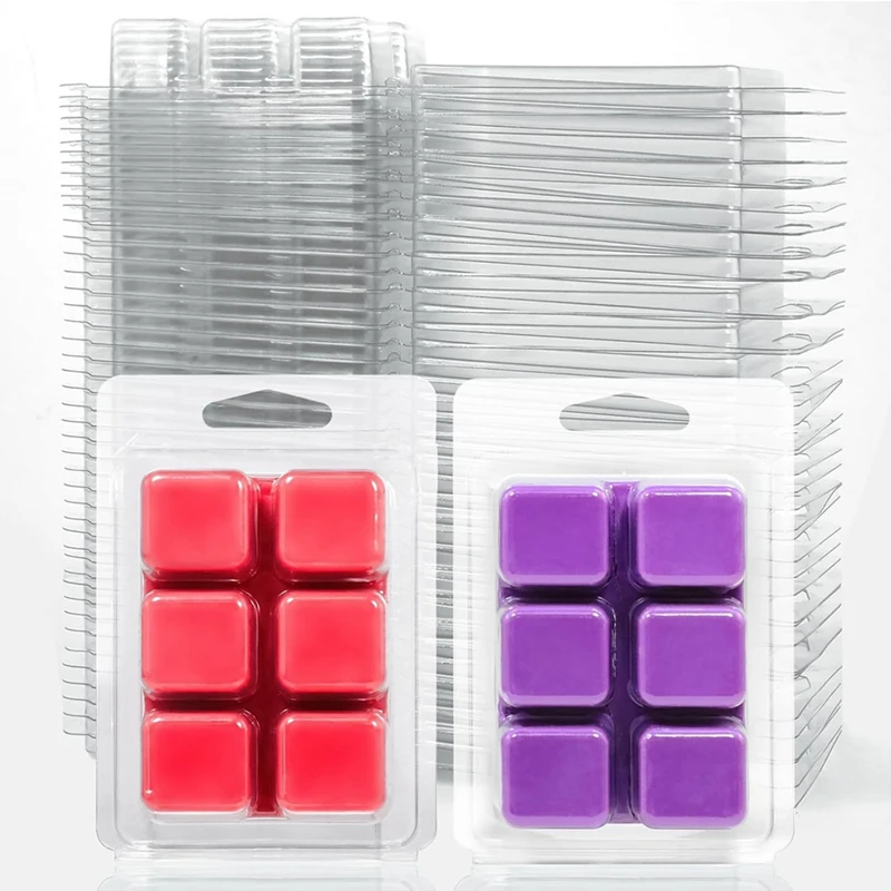 

100 PCS Wax Melt Molds Wax Melt Containers Wax Melt Clamshells Transparent Plastic For DIY Homemade Candle Making