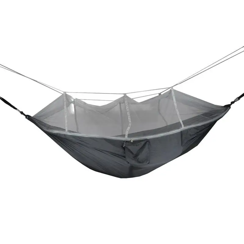 outdoor furniture black 260x140cm Portable Lightweight Camping Hammock Parachute Cloth Hammock with Mosquito Net (Light Grey) Hammock Straps Special 