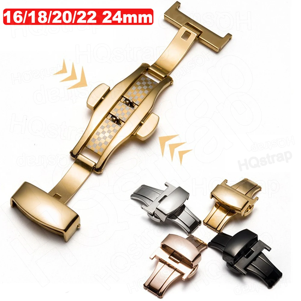 Elegant Fish Scale Pattern Stainless Steel Watch Strap Clasp with Butterfly Buckle Design