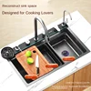 Stainless Steel Kitchen Sink Waterfall Sink Honeycomb Embossed Large Single Slot Home Multifunctional Nano Wash Basin 2