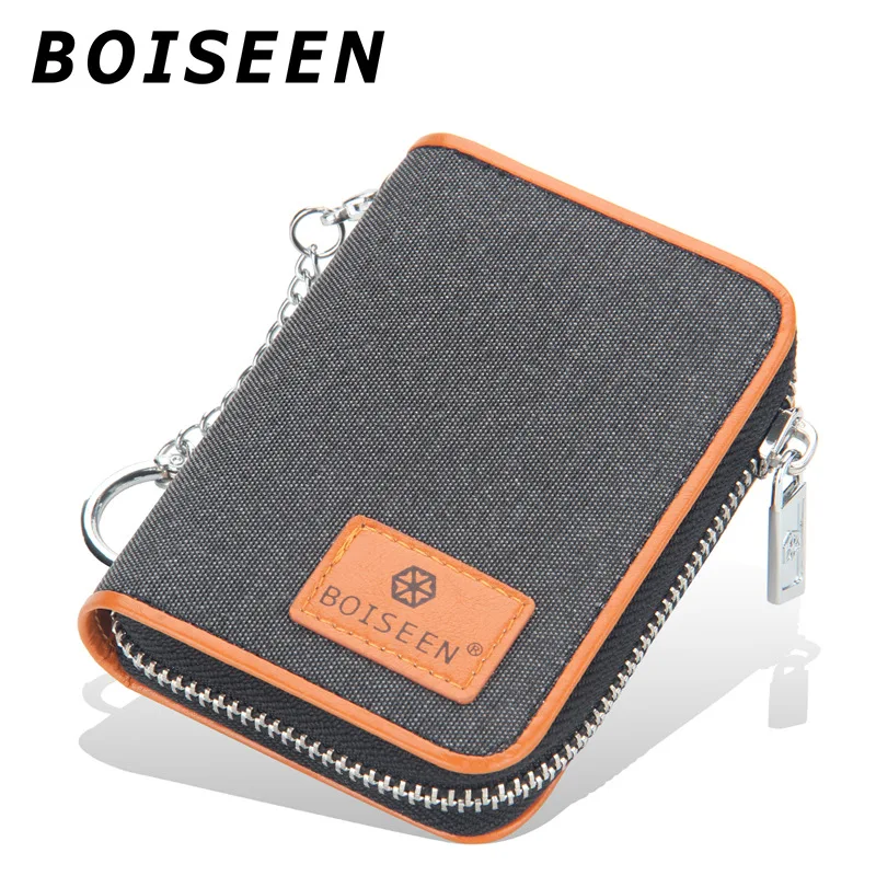 Baellerry Men Women Card Holder Small Zipper Wallet Solid Coin Purse  Accordion Design ID Business Credit Card Bags Canvas Bags