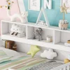 Kids Montessori Floor Bed, Full Size Floor Bed with Bookcase and Shelves, Full Bed Frame with Guardrails for Kids, Girls, Boys 5