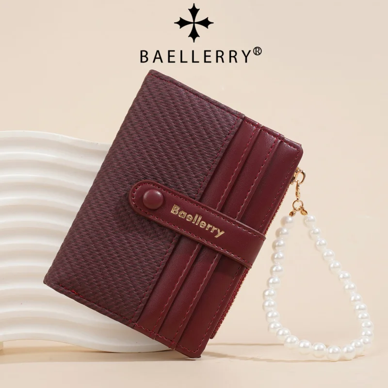 Chic Women Wallet High Class Ins Trendy Student Color Block Pearl Chain Purse