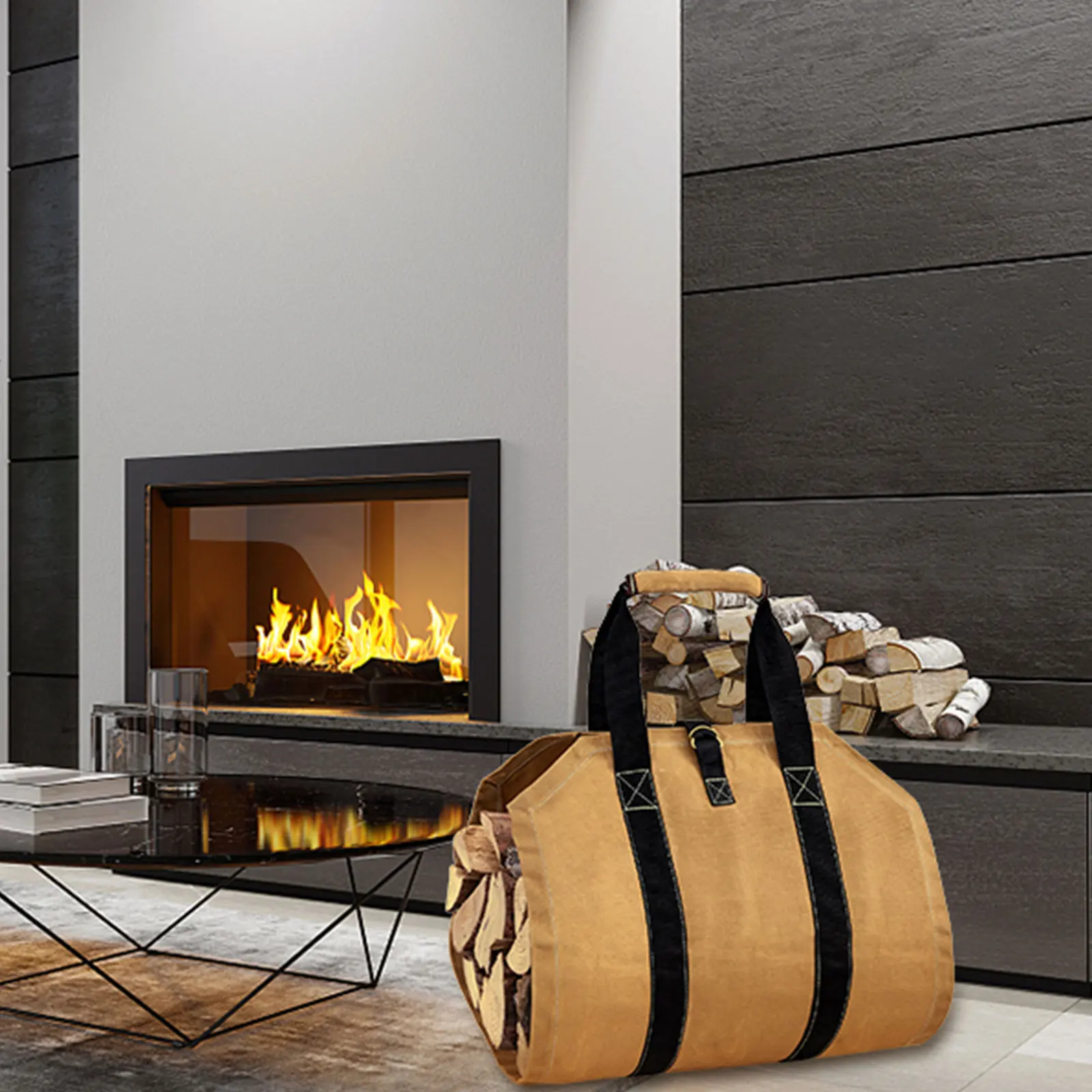 Firewood Carrier Canvas Bag - Image 5