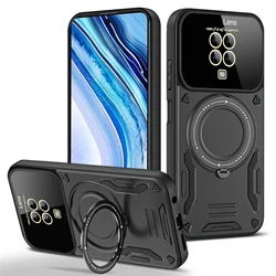Xiaomi Redmi Note Case: Armor Magnetic Wireless Charging with Car Ring Holder Stand - Redmi Note 9 Pro (Black)
