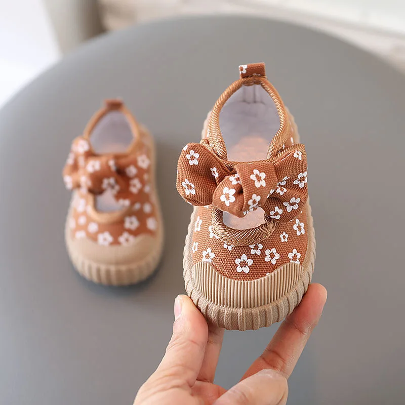 

Spring and Summer Cute Printed Princess Shoes Girl's Bow Walking Shoes Non Slip Soft Sole Walking Shoes Toddler Shoes Girl