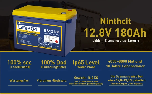 Ninthcit LiFePO4 Akku 12.8V 65Ah 832Wh Lithium Batterie mit über 8000 –