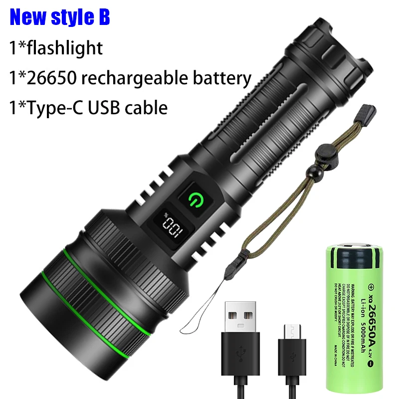 Super Bright Rechargeable Large Flashlights, 2 In 1 Flash Light Lantern High Lumens Led Zoomable Tactical Flashlights Waterproof Multifunction Red Campin 4 thumbnail image