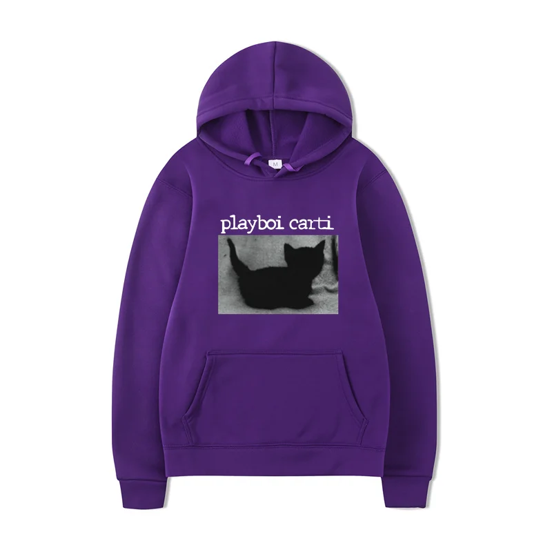 Playboi Carti Hoodies Rapper Cat Print Streetwear Men Women Fashion Hip Hop Oversized Sweatshirts Hoodie Pullover Clothing