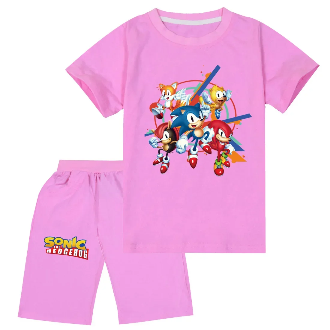 

The New Sonic 2 Children's Suit Boy and Girl Suit Short-sleeved Shorts 2-piece Set Comfortable and Casual
