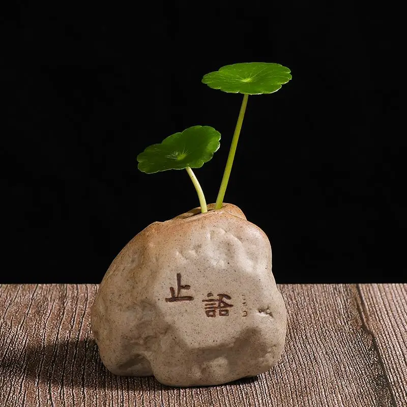 세련된 선(禪)풍 차 테이블 세라믹 장식품 사무실 데스크탑 소형 디스플레이 수경 재배 화분 모조석 장식