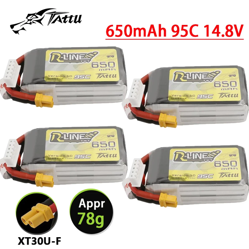 

TATTU R-LINE 1,0 650 мАч 95C 14,8 в литий-полимерный аккумулятор для радиоуправляемого вертолета квадрокоптера FPV Запчасти для гоночного дрона 14,8 в перезаряжаемая батарея