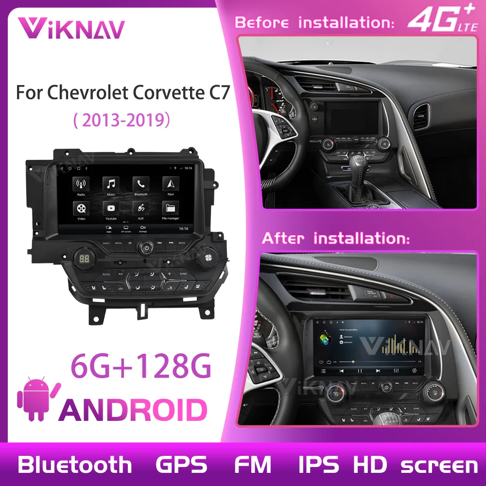 

Android PX8 10 дюймов 128 ГБ для Chevrolet Corvette C7 2013-2019 управление рулевым колесом 1080P HD-навигация GPS 360 вид 4G WIFI