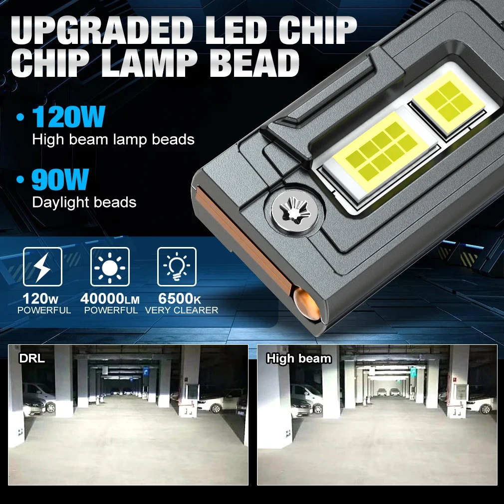 H15 LED 헤드라이트 전구 h7 led 터보 라이트 H11 상하향등 자동차 램프 자동차 주행등 캔버스 6500K 120W