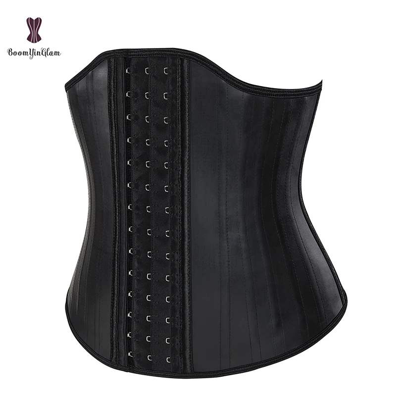 Black Women U Bust Shapers Latex Waistband Workout Girdle Colombia Slimming Belt 25 Steel Bones Corset Waist Trainer