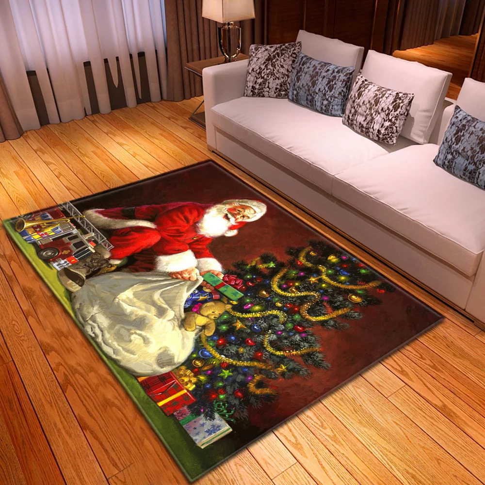 

Christmas Living Room Carpet House Entrance Doormat Bedroom Rug Balcony Bath Floor Home Hallway Decoration Kitchen Anti-Slip Mat