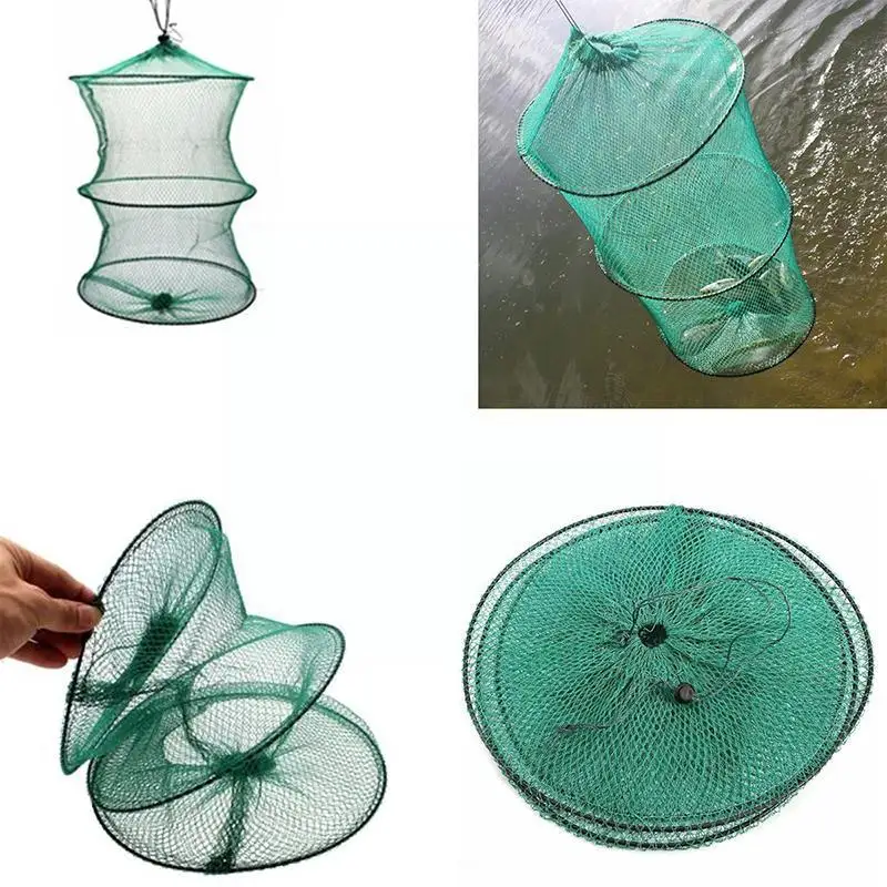 1pcs Folding Telescoping Quick-drying Nylon Mesh Fishing Basket Dip Nets Shrimp Cage Outdoor Fishing Tackle Gear For Fish J5A2