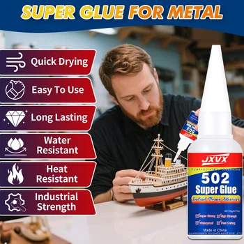 JXVX 1-5pcs 502 Super Metal Adhesive Industrial High-Strength Epoxy Adhesive Metal Copper Steel Aluminum Alloy Quick-Drying Glue