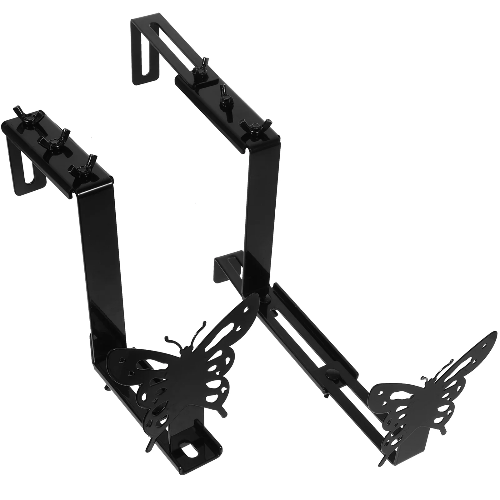2 Pcs Balcony Flower Pot Hanger Adjustable Wall Planter Hook Rail Rack Holder Wire Hangers Indoor Mount Bracket up