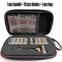 Men's 5-Layer Shaving Razor Storage Bag Portable Grooming Accessories with Razor And Handle option for Easy Carry