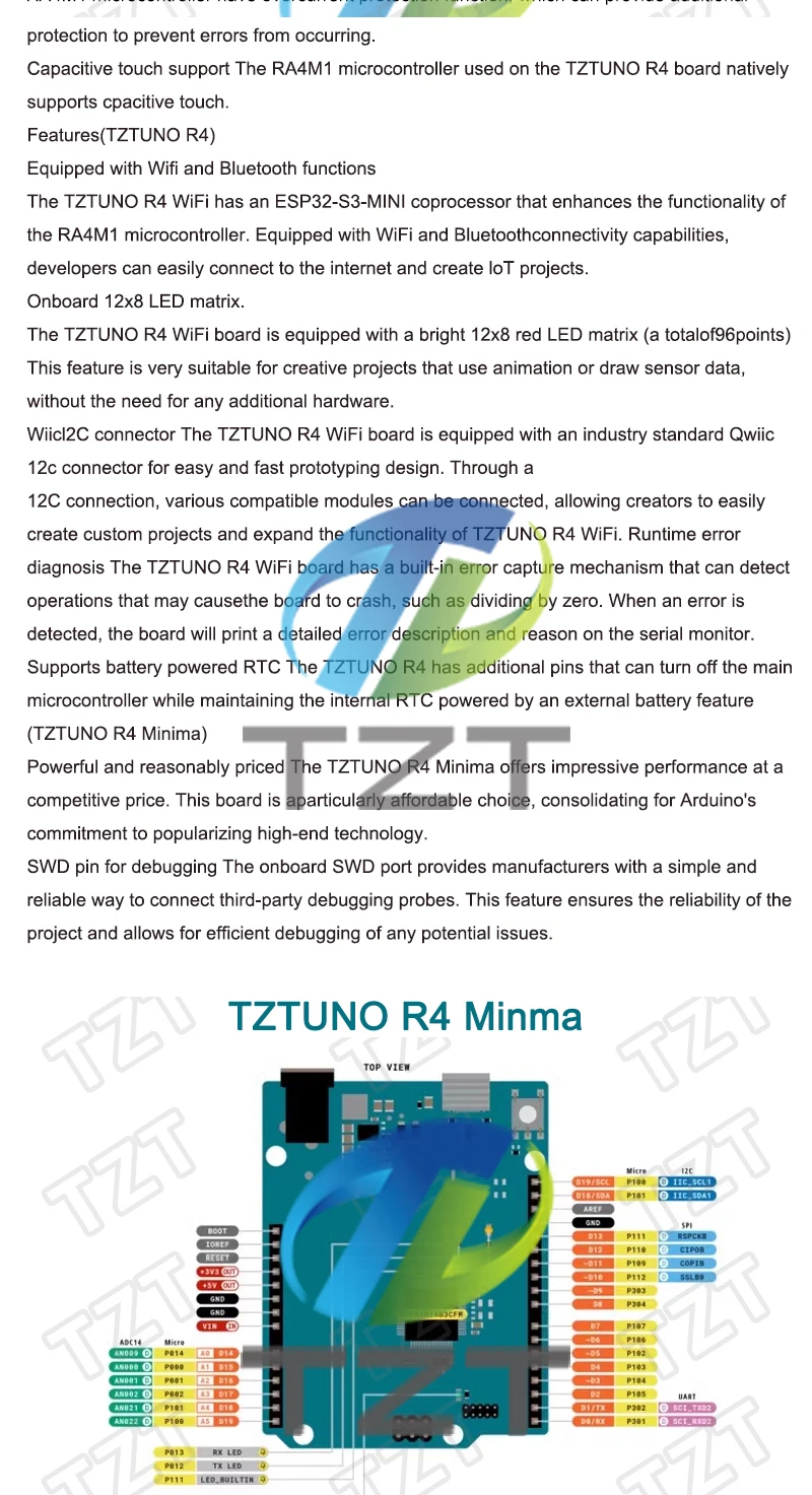 TZTUNO R4 Minima Typ-C USB ESP32-S3 WIFI Edition Entwicklungsboard für Arduino Programmierlern-Controller – Detail 2