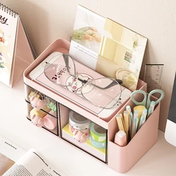 1PCS  Color Random Home Office Desktop Stationery Storage Box Decorative Desk Organizer Dressing Table Makeup Storage Case