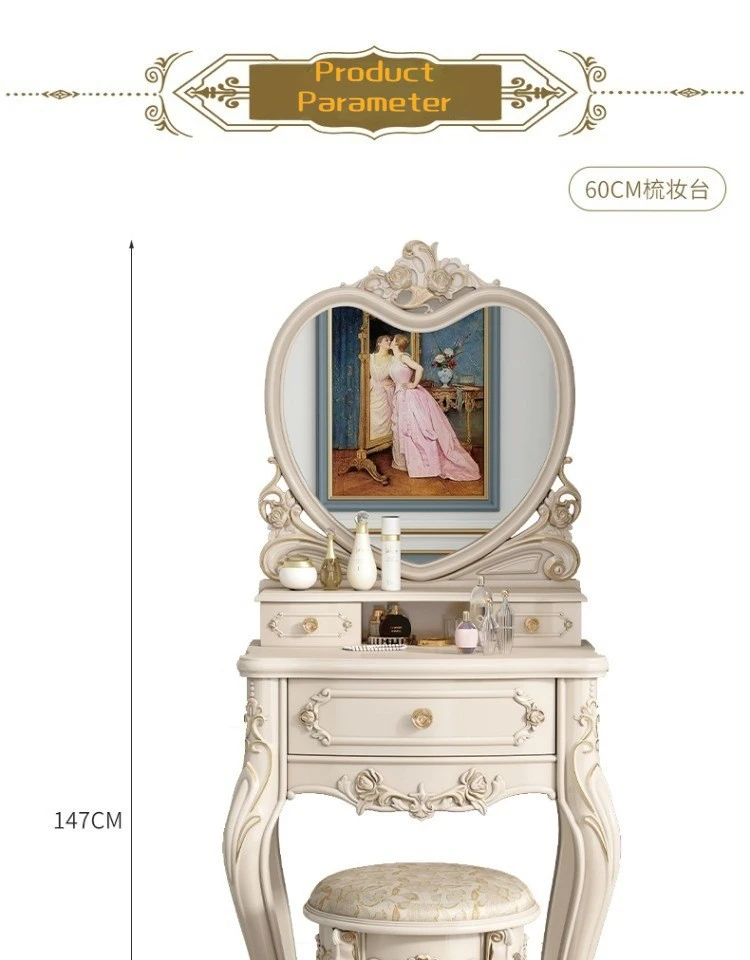 Dressing Table Makeup Vanity Dressers for Bedroom Makeup Vanity Desk Organizer Treasure Chest Girls Tocadores Comfortable Table