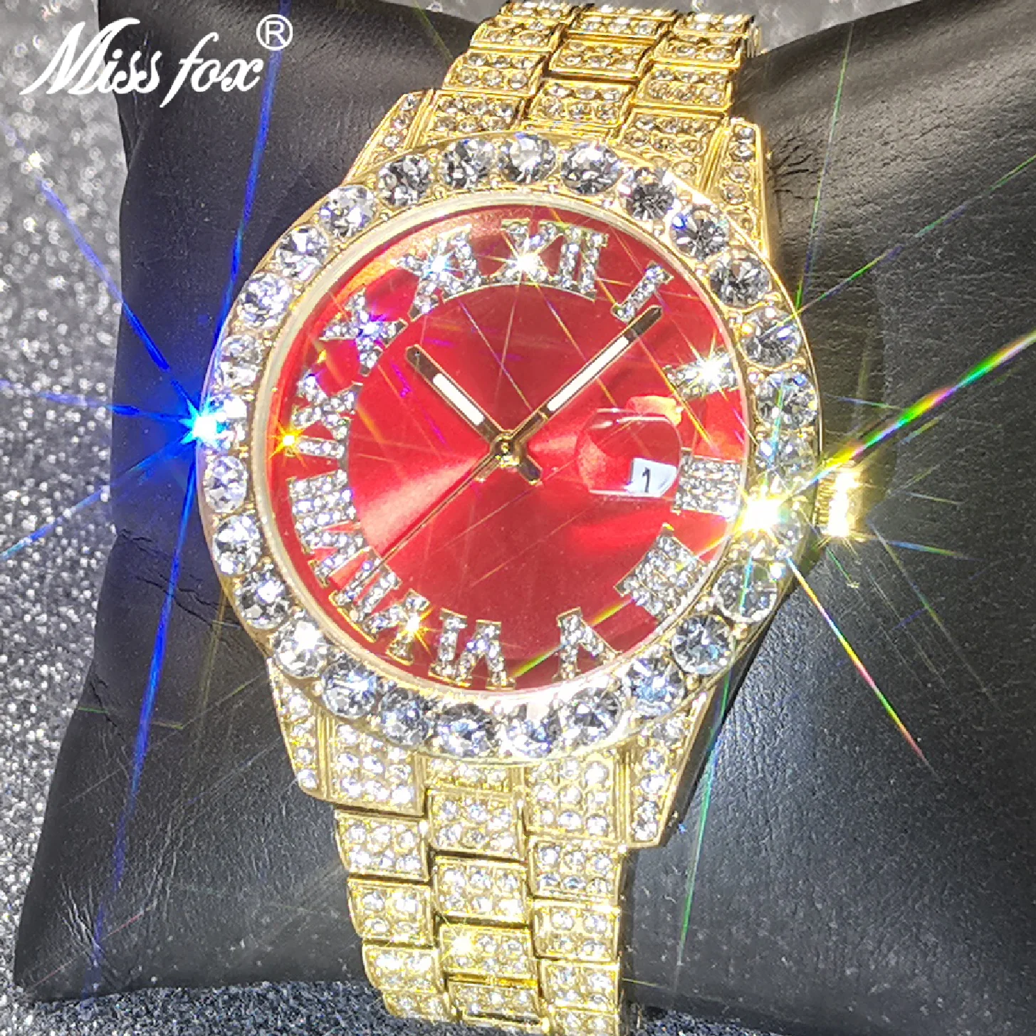 

New Men Watches Top Design Brand Luxury Gold Iced Out AAA Moissanite Bling Watch Full Stainless Steel Waterproof Business Clock