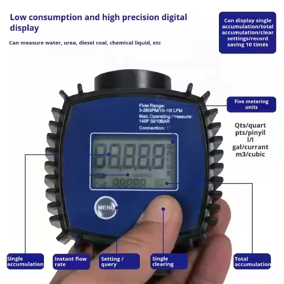 Digital turbine flow meter for water urea diesel gasoline high precision