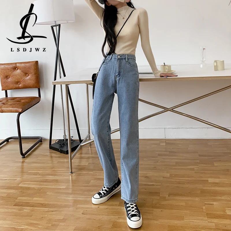 

Vintage Jeans Woman High Waist Women's Pants Denim Female Clothing Y2k Korean Fashion Streetwear Newjeans Straight Leg Jeans